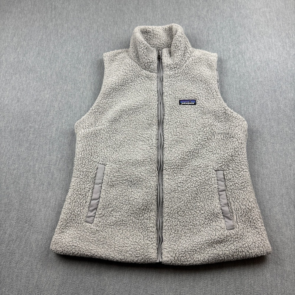 Patagonia Vest Womens Large Gray Los Gatos Sherpa Fleece Full Zip Outdoor 25216